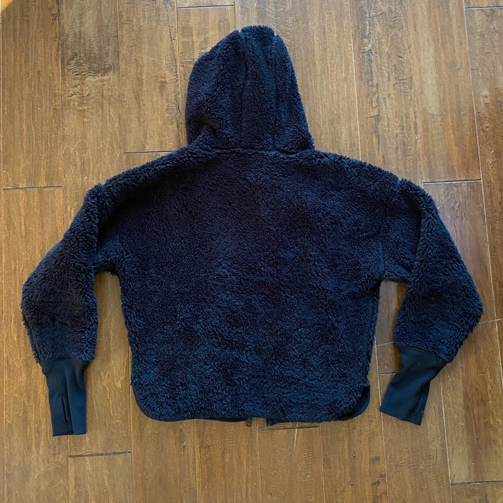 Athleta Black Sherpa Reversible Hoodie Jacket Sz S - Picture 4 of 10